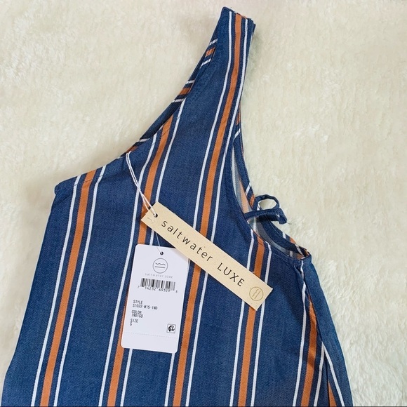 Salt Water Luxe Indigo Stripped Summer Women Top Size Small - Picture 12 of 15